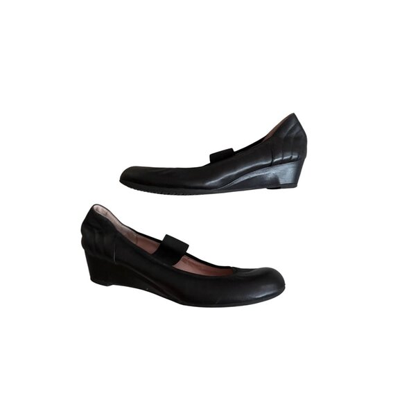TARYN ROSE Black Leather Mary Jane Wedges Size 6.5 - Picture 9 of 11
